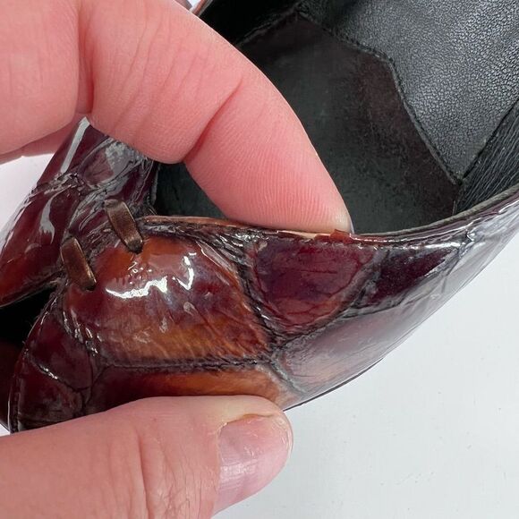 Donald J Pliner tortoise peep toe pumps size 6.5 patent patchwork - Picture 4 of 9